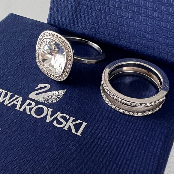 Stunning Swarovski Simplicity Crystal Ring Set Women Size 7 100% Swarovski Brand - Picture 3 of 7